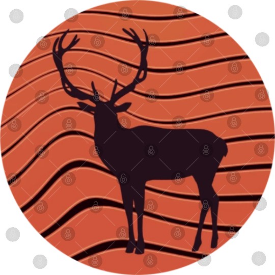 Vintage retro sunset sunrise nature deer funny Digital Files