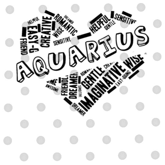 Aquarius Heart Word Cloud Doodle Astrology Zodiac Digital Files