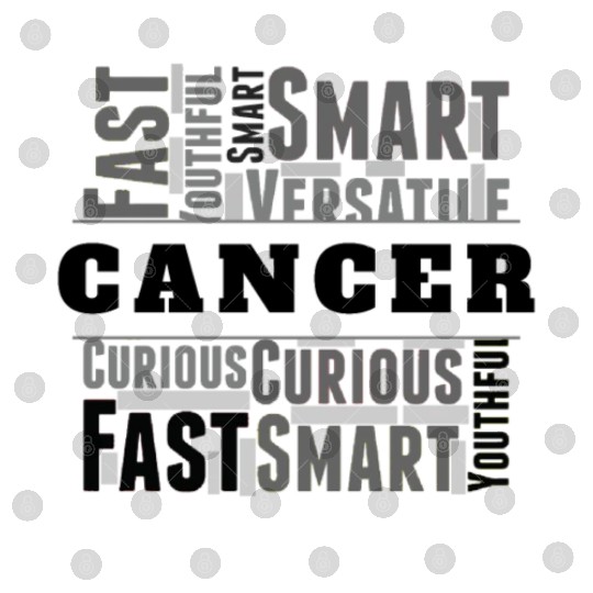 Cancer Zodiac Star Sign Word Cloud Square Monochro Digital Files