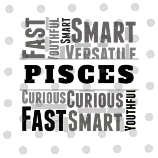 Pisces Zodiac Star Sign Word Cloud Square Monochro Digital Files