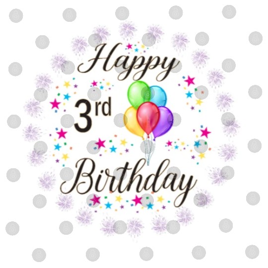 3rd Happy Birthday with Balloon Digital Files