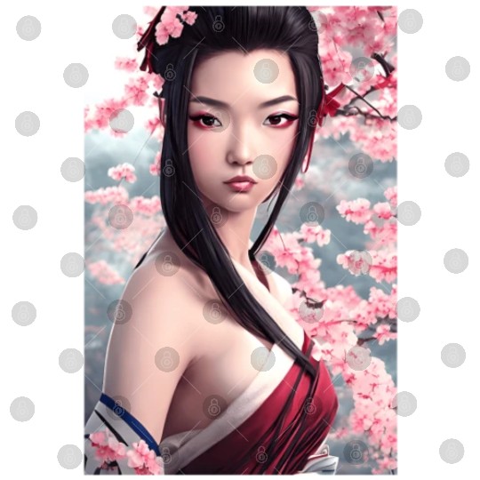 japanese geisha woman Japan wallart sakura pink Digital Files