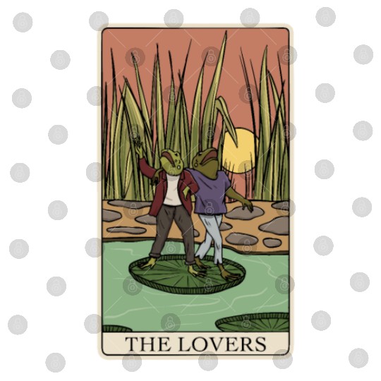 Cottagecore Frog Tarot Card "The Lovers" for a Digital Files