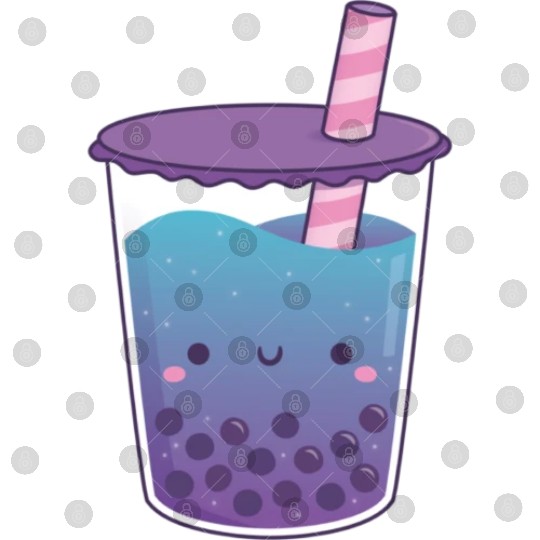 Cute Galaxy Butterfly Pea Flower Boba Tea Doodle Digital Files