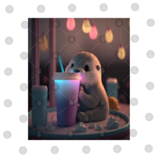 Kawaii Otter Pet Otter Drinking Boba Tea Digital Files