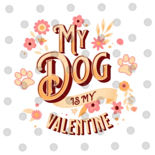 My Dog Is My Valentine | Flowers Style Digital Files