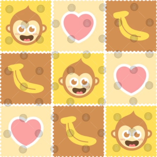 Cute Monkey and Banana Pattern Digital Files