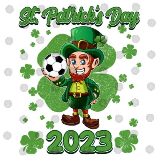 Cute St Patrick 2023 Kids Soccer Ball Green Leprec Digital Files