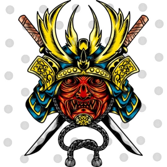 Japanese samurai warrior devil yellow mask Digital Files