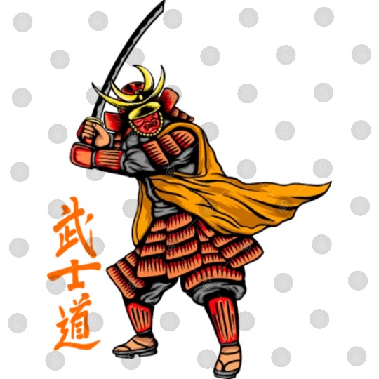 Japanese samurai warrior orange and yellow mask Digital Files