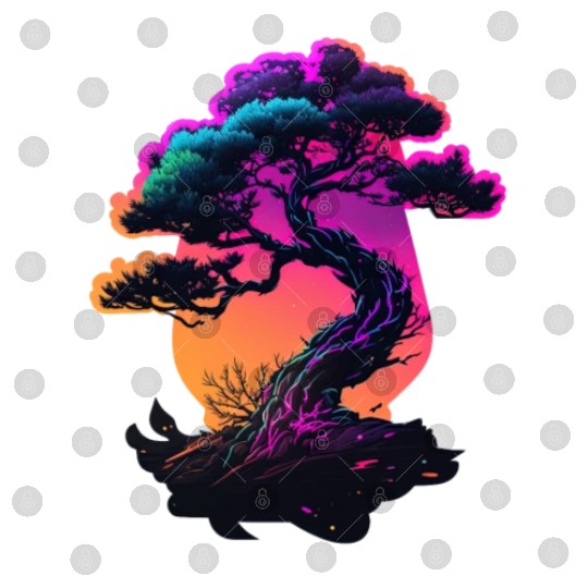 Synthwave Bonsai Tree Digital Files
