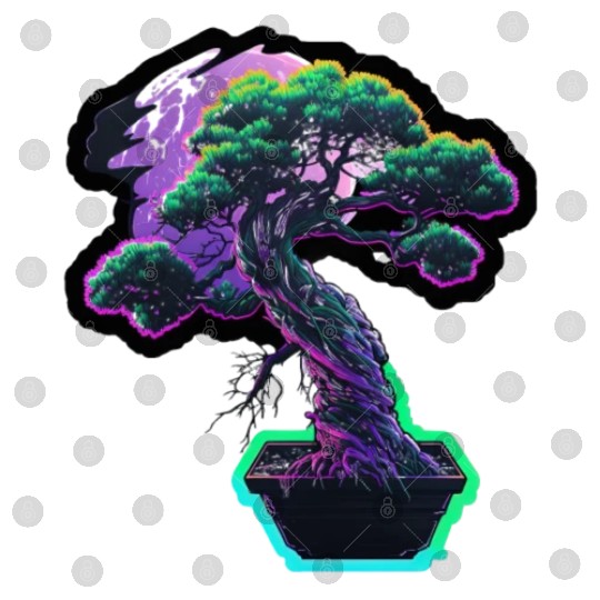 Synthwave Bonsai Tree Digital Files