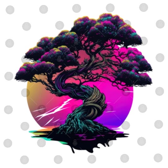 Synthwave Bonsai Tree Digital Files