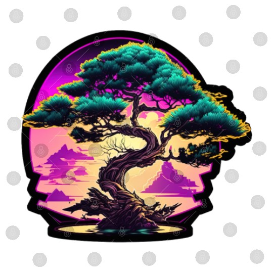 Synthwave Bonsai Tree Digital Files