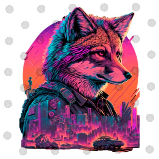Retro Futuristic Synthwave Fox Digital Files