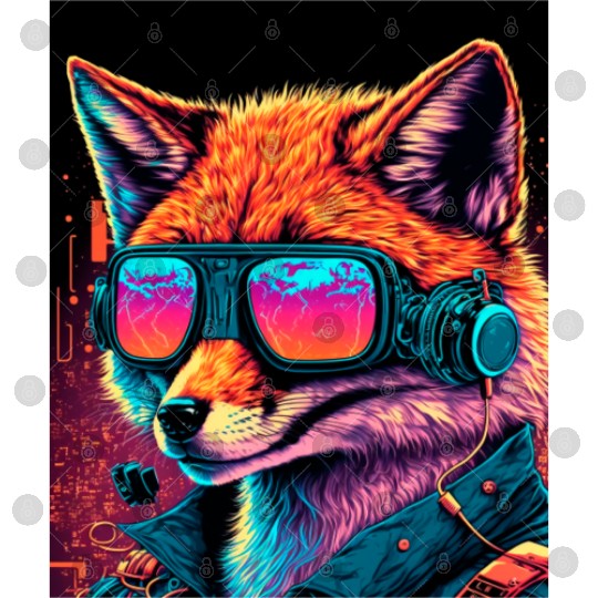 Retro Futuristic Synthwave Fox Digital Files