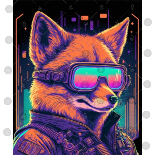 Retro Futuristic Synthwave Fox Digital Files