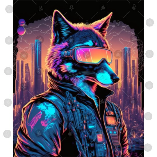 Retro Futuristic Synthwave Fox Digital Files