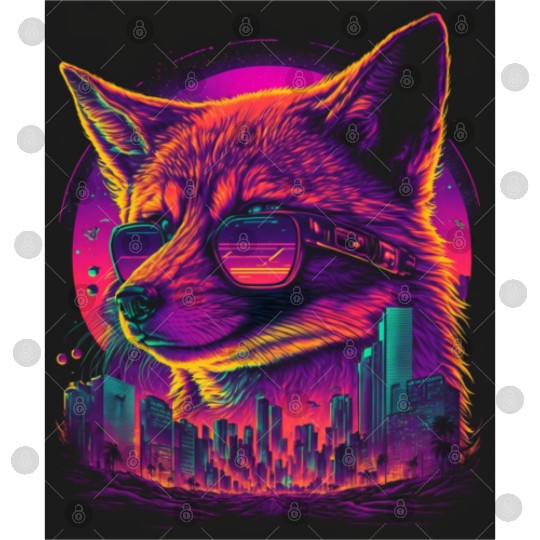 Retro Futuristic Synthwave Fox Digital Files