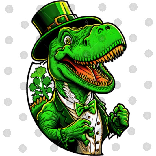 St Patricks Day T-rex Dinosaur With Top Hat Digital Files
