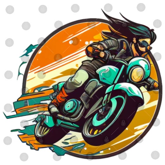 Man Riding Green Motorcycle Digital Files