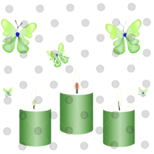 Green candle with butterflies Digital Files