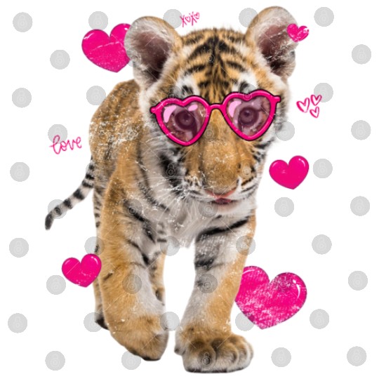 Cute Tiger Cub Gift Valentine Day Heart Tiger Face Digital Files