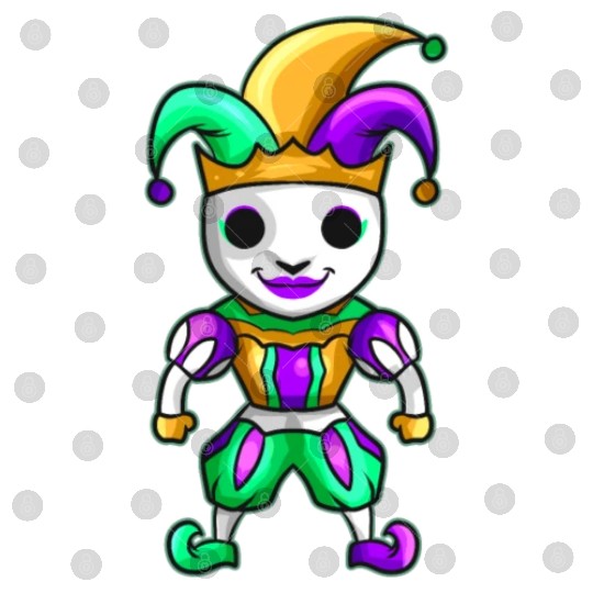 Cute Kawaii Jester With Mask For Mardi Gras Digital Files