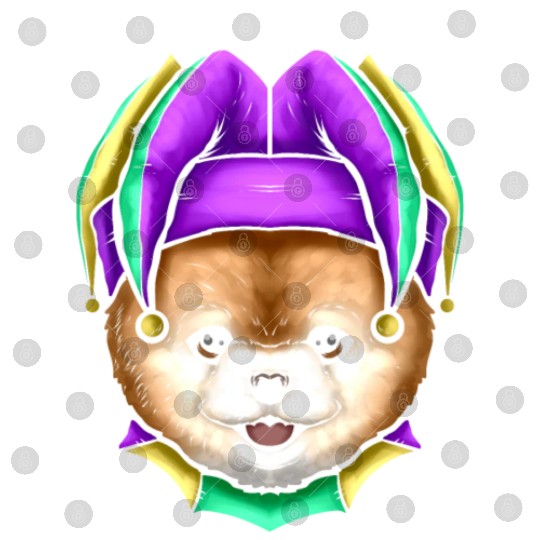 Cute Bear with Jester Hat for Mardi Gras Digital Files