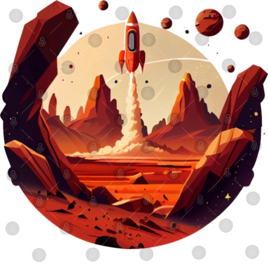 Vintage Space Science Mars Fiction Geek Solar Digital Files