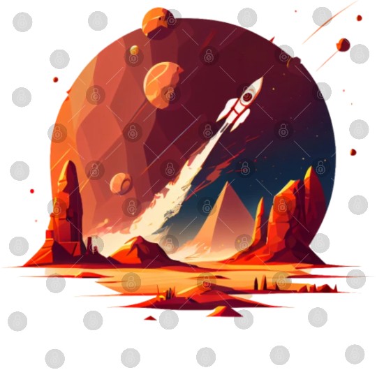 Vintage Space Science Mars Fiction Geek Solar Digital Files