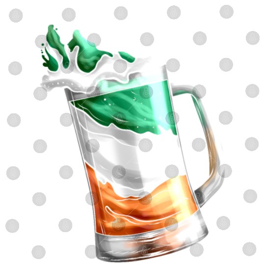 Irish Flag Coloured Glass Of Beer On St Patricks Digital Files