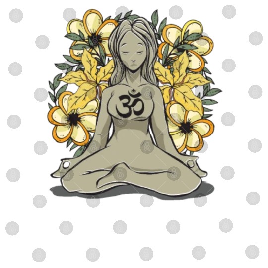 Positive Mediating Girl Flower Bouquet Zen Meditat Digital Files