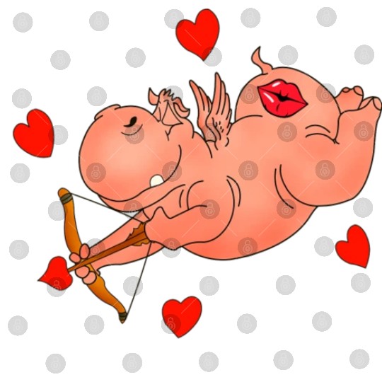 Hippo Cupid. Happy Valentine's Day Digital Files