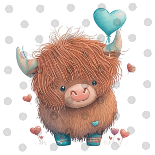 Cute Highland Cow Valentine's Day Farm Cow Lover V Digital Files