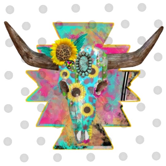 Colorful Floral Bull Skull Digital Files