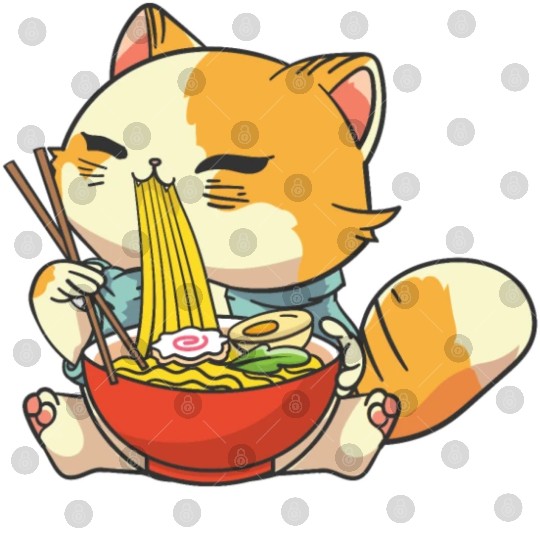 Cat Ramen Bowl Anime Kawaii Neko Japanese Noodles Digital Files