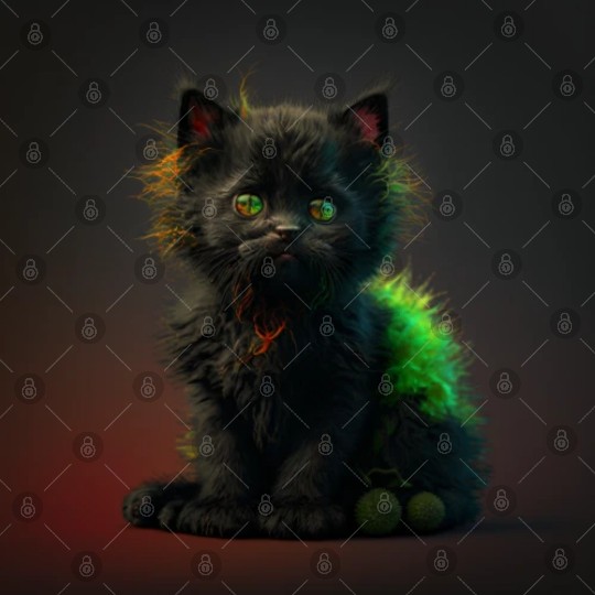Cute black kitten blended with a wicked spider Digital Files