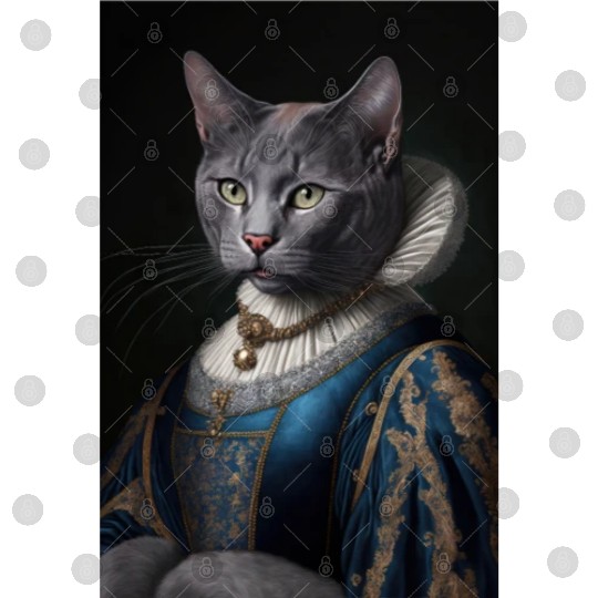 Russian Blue Cat Breed Portrait Royal Renaissance Digital Files