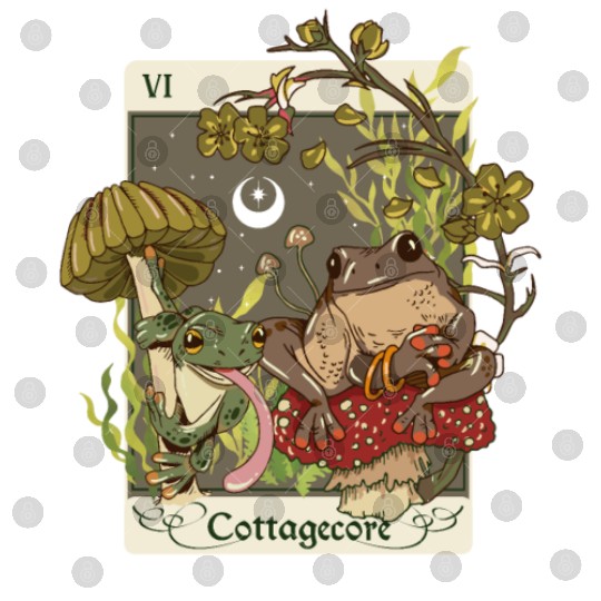 Swamp Mushroom Frog Cottagecore Tarot Card Aesthet Digital Files