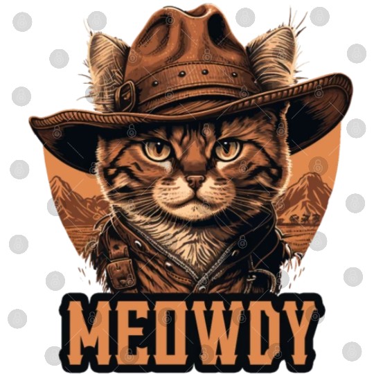 Meowdy - Funny Mashup Between Meow and Howdy - Cat Digital Files