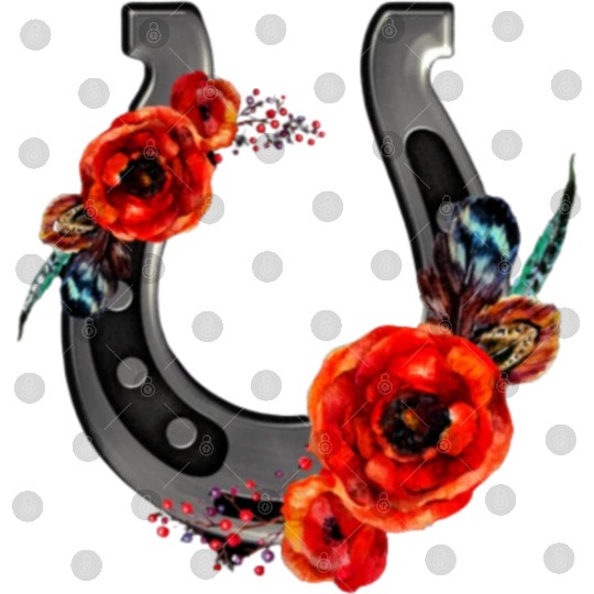 Floral Horseshoe With Poppies Digital Files