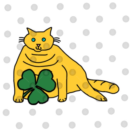 Saint Patricks Day Yellow Chonk Cat with Shamrock Digital Files