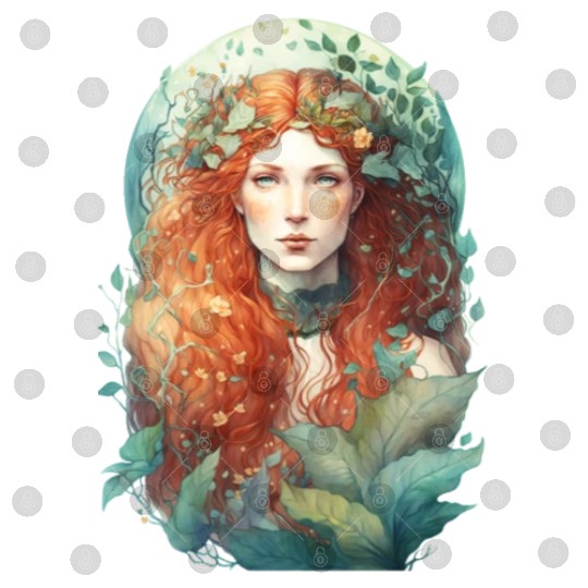 druid red hair spring forest elf nature fairy Digital Files
