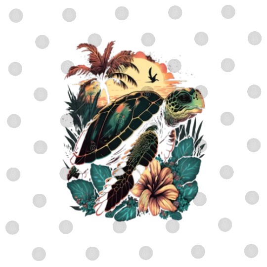 Turtle Hawaiian Sea Turtles Hibiscus Flower Digital Files
