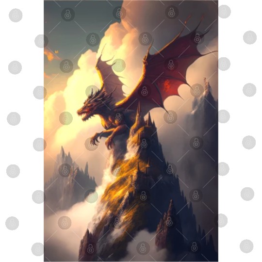 Mystical Dragon in fog Digital Files