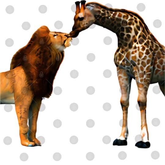 Lion kisses giraffe Digital Files