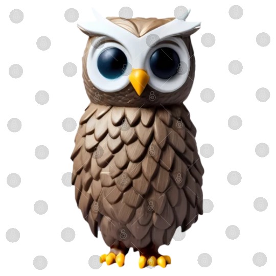 Brown 3D owl illustration Digital Files