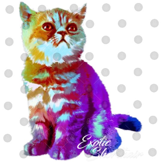 Colorful Exotic Shorthair Cat Funny Kitties Lover Digital Files