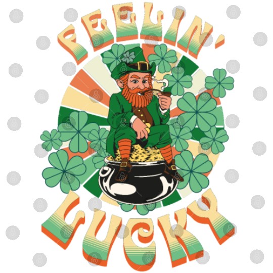 Feeling Lucky Groovie Leprachaun St. Patricks Day Digital Files